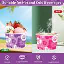 120 Pcs Summer Hibiscus Ice Cream Cups 12 oz Disposable Hawaiian Paper Dessert Snack Bowls Hibiscus Food Yogurt Cup Containers for Hot or Cold Food Soup Candies Summer Beach Birthday Party Supplies