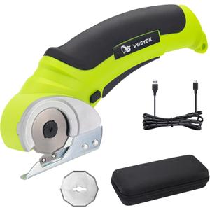 WISYOK Cordless Electric Scissors, 4.2V Rechargeable Cardboard Cutter with Safety Lock, 2 Blades & Storage Bag, Electric Box Cutter for Crafts, Leather, Plastic, Felt, Gifts for Men