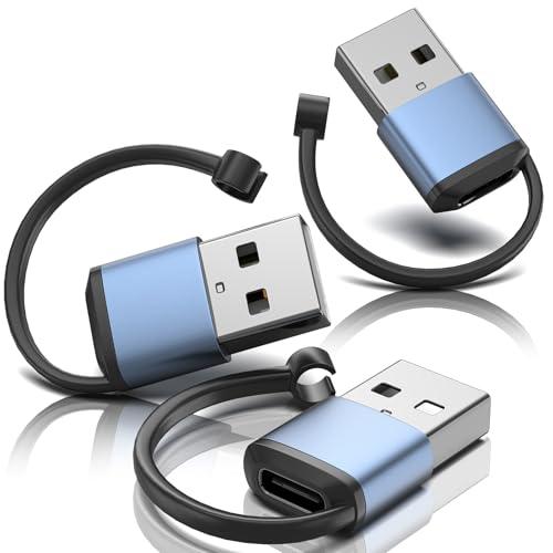 Pack Of 3 USB C Female to USB A Male Adapter 3Pack, Type C to USBA Adapter Charger Converter USB-A to USB-C Adaptor Fast Charging Compatible with iPhone 16 15 14 13 Plus Pro Max, iPad Pro, Samsung Galaxy