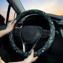 Wild Flowers Steering Wheel Cover Auto Steering Wheel Protector, Anti-Slip, Breathable, Absorbing Sweat, Universal Floral Car Accessories 14.515 inch,Fit for Most Car, Trucks, SUV
