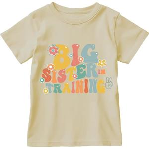 Big Sister Shirt for Baby Girls Cotton T-Shirt Short Sleeve Tops Toddler Baby Announcement Tees Outfits, 5-6 Years