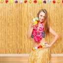 Fovths 1 Pack Luau Grass Backdrop 6 x 9 Feet Extra Long Hawaiian Party Decorations Tropical Straw Yellow Party Favors for Hawaiian Luau Tiki Bar Parties Decor, Photo Booth Props