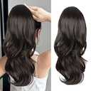 Ponytail Extension, Drawstring Ponytail Extension for Women Long Black Brown Wavy Pony Tails Hair Extensions Synthetic Wavy Clip in Ponytail Hairpiece for Women, Size: 20 Inch