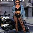 Buitifo Women Sexy Tights Fishnet Opening Leggings Stripe Pantihose Lingerie Pants (Black)