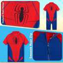 Marvel Spiderman Rash Guard Swimsuit, Summer Vacation Essentials for Kids, Childrens Swimwear Full Body Beachwear (Red/Blue Spiderman, 4-5 Years)