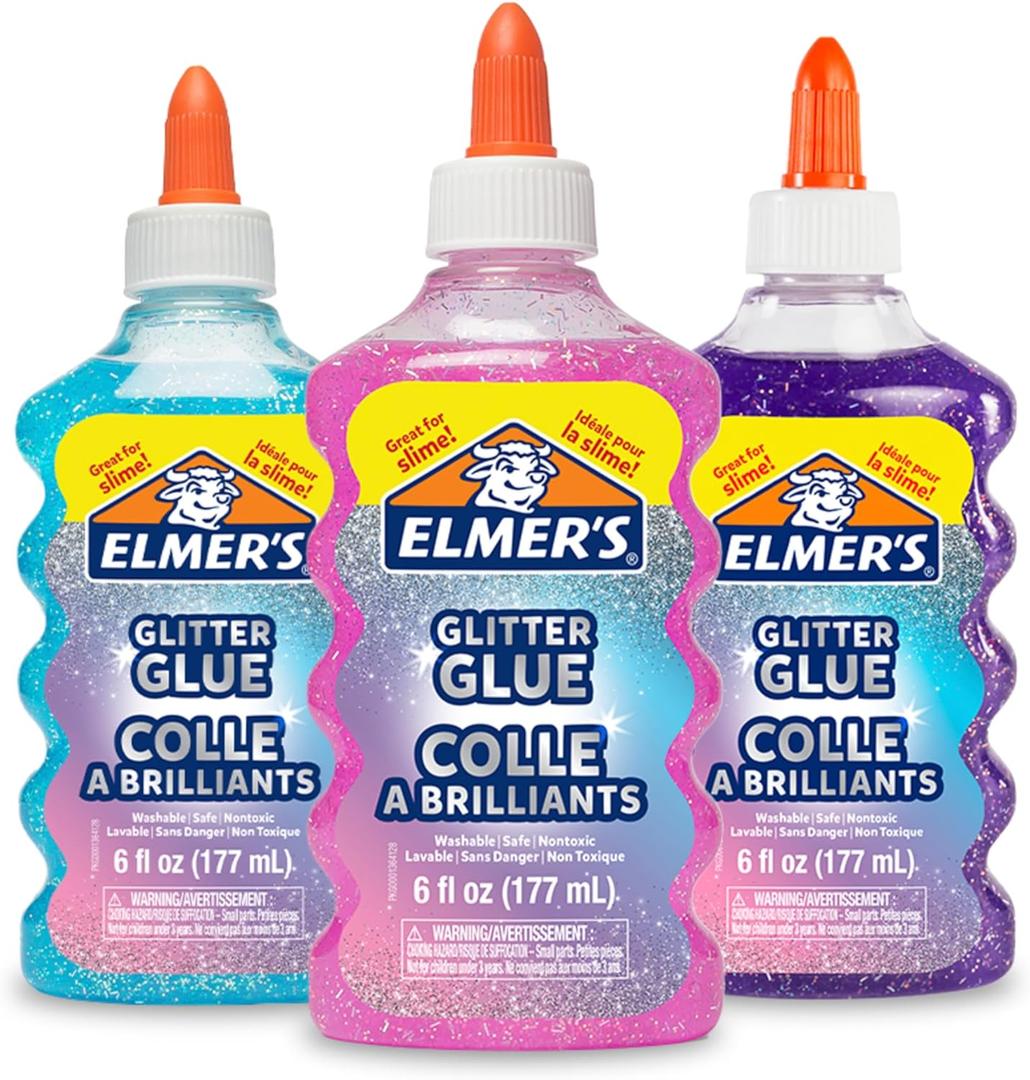 Elmer's Liquid Glitter Glue Assorted 6oz I Blue, Pink, Purple