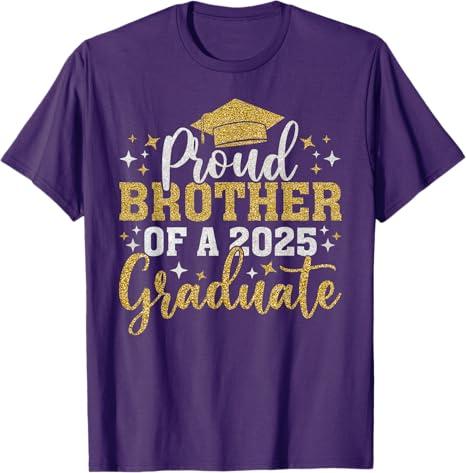 Brother Senior 2025 Proud Brother Of Class Of 2025 Graduate T-Shirt (Small, Purple)