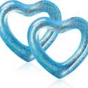 Sumind 2 Pcs Heart Pool Floats Inflatable Swim Rings, 47.3 x 39.4 Inch Bachelorette Floaties Heart Shaped Swimming Loungers Tube for Wedding Bride Summer Beach Party Decorations(Blue)