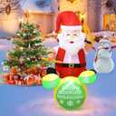 6ft Christmas Inflatable Outdoor Decorations, Old Man Playing Drums Inflatable Patio Decorations with LED Lights for Indoor Outdoor Patio Garden Christmas Decorations