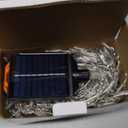 Upgraded 640LED Solar Christmas Icicle Lights Outdoor Waterproof,60+16FT 13 Modes & USB Rechargeable Solar Powered Icicle Light for Roof House Yard Christmas Outdoor Decoration (Warm White)