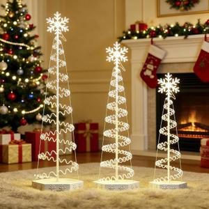 2027 Led Outdoor Yard Christmas Decorations Spiral Trees, 3 Packs Lighted Trees for Outside Decor
