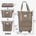 Expandable foldable duffel bag suitcase, detachable rolling wheels,carry-on large duffel bag,luggage bag,suit gym,camping,travel or business trip,Gift for wife and parents-Checkerboard(KHAKI)