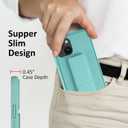 Varikke Compatible with iPhone 15 Case with Stand, Magnetic Vertical & Horizontal Kickstand Hand Strap Protective Phone Case, Candy Color Cute Thin Slim Hybrid Silicone Cover 6.1 Inch, Mint