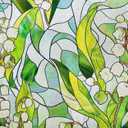 3D Stained Glass Window Film, Decorative Window Privacy Film for Bathroom,Front Door,Home, Sun Blocking Heat Control,Static Cling,Linglan 23.6inch x 35.4inch