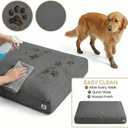 42 Inch Indestructible Canvas Outdoor Durable Dog Bed for Extra Large Dogs, Chew Proof Shredded Chopped Foam Patio Pet Pad for Crate with Waterproof Machine Washable Removable Cover, Dark Grey