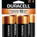 Duracell Coppertop D Batteries, 4 Count (1 Pack), D Battery with Long-lasting Power, All-Purpose Alkaline Battery for Household and Office Devices