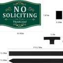 No Soliciting Sign with Stake Yard Sign, 12"x8"/36 inch Height -40-mil Thick Aluminum with Fiberglass Stake, Double-sided printing with UV Protection,With reflective film,Screwless mounting for Lawns and Gardens (Green&White)