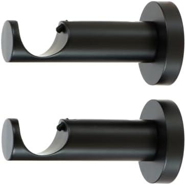 Ivilon Ceiling or Wall Mount Curtain Rod Brackets Holders for Curtain Rods of 7/8 and 1 Inch Diameter. Set of 2. Color Antique Black