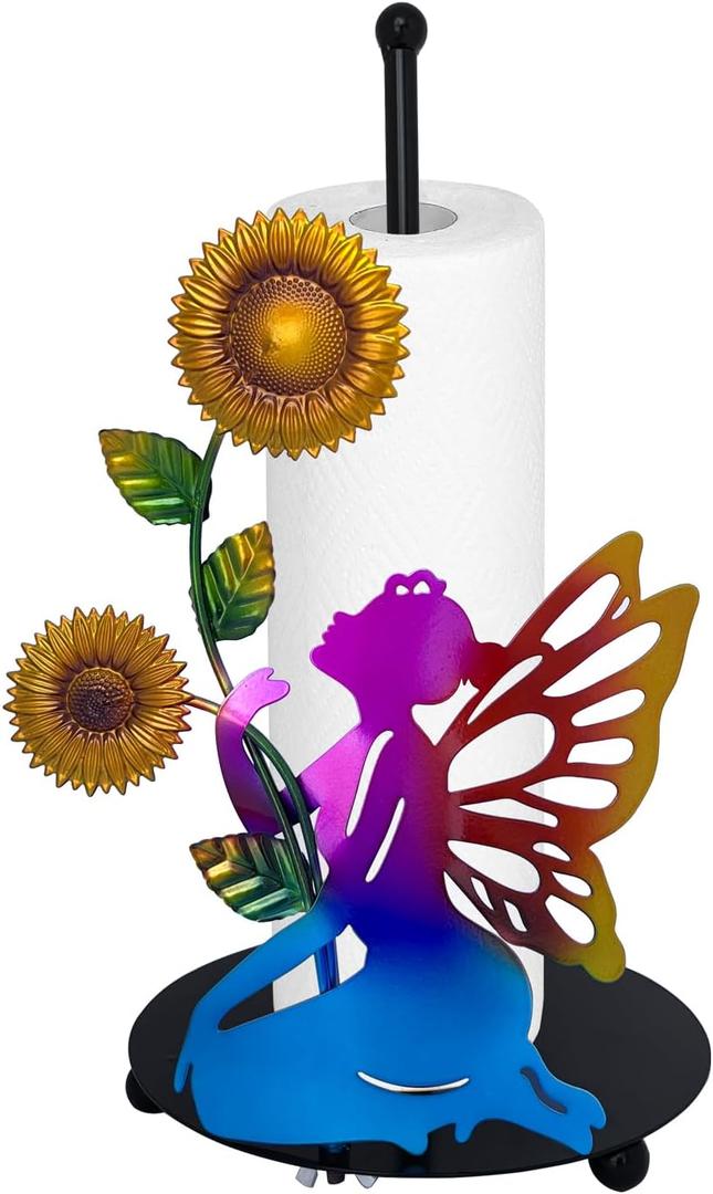Fairy Paper Tower Holder Kitchen Home Holders, Metal Free Standing Detachable Fairy Paper Holder, Stainless Base Large Paper Storage Shelf for Countertops