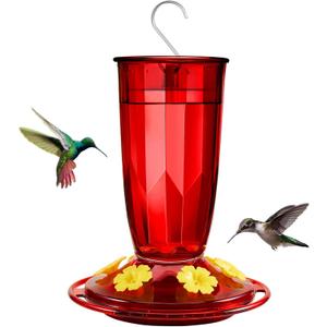 Kingsyard Hummingbird Feeder for Outdoors Hanging - 6 Bee Guard Feeding Ports & Built-in Ant Moat, Wild Bird Feeder for Outside Garden Yard Patio 16 Oz, Red