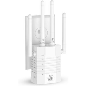Dual Band WiFi Extender 1200Mbps WiFi Range Booster, 105-Device Support, Easy Setup, WiFi Booster with 4 Directional Antennas (12880 Sq.ft Coverage) and Ethernet Port, Easy Mesh