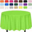 SietDESEO 3 Pack Lime Green Tablecloth Round 84 x 84 Plastic Table Cover Waterproof Lime Green Table Cloth Disposable for Wedding Birthday Baby Shower Party Picnic Circle Tablecloth