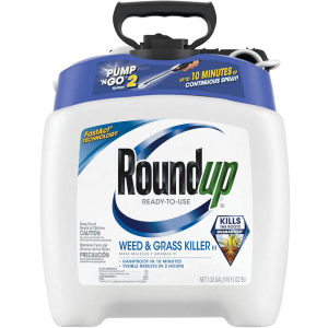 Roundup Ready-to-Use Weed & Grass Killer III - with Pump 'N Go 2 Sprayer, Use in & Around Vegetable Gardens, Tree Rings, Flower Beds, Patios & More, Kills to The Root, 1.33 gal.
