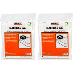 U-Haul Full Mattress Bags for Moving, Storage, and Renovation Protection - 87" x 54" x 10" - Pack of 2