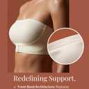 newnice Strapless Bandeau Bra: No Padded Seamless Wirefree Tube Top with Non-Slip Silicone Grip - Invisible Comfort for Women (Beige, S)