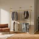 pamo Industrial Pipe Clothing Rack Gold - 660 lbs Capacity - Wall Mounted Clothes Rack and Walk In Closet for Wardrobe (2, No Shelf)