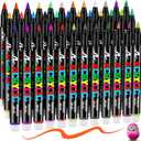 36 colors Acrylic Paint Markers, Acrylic Paint Pens Brush Tip, No-Bleed & Automatic Ink Control, Fabric Markers for Rock, Metal, Glass, Wood, Canvas, Ceramic, Plastic, Art & DIY Craft
