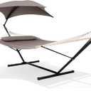 SUNCREAT Portable Outdoor Hammock with Stand, Canopy, Brown