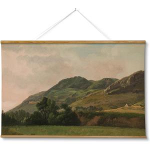 ARPEOTCY Extra Large Vintage Framed Wall Art, 36x54 Inch Retro Mountain Landscape Hanging Framed Canvas Wall Art, Large Rustic Farmhouse Home Decor for Living Room Bedroom Office