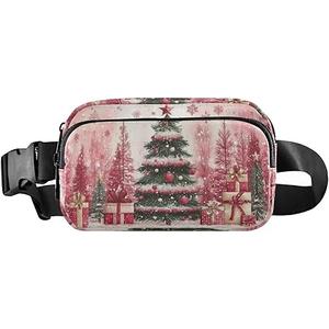 Christmas Fanny Pack Pinks Christmas Tree Snowflakes Waistpack for Men and Women Everywhere Belt Bag Crossbody Daypack Trendy Sling Chest Bag with Adjustable Strap Salerdon Cross Bag Satchel