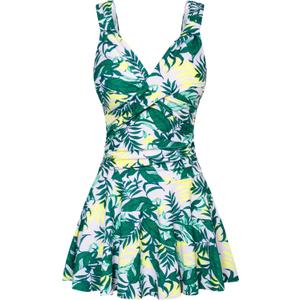 GRACE KARIN Women's One Piece Swimdress Tummy Control Bathing Suit V Neck Swimsuit Ruched Skirt Swimwear (Green Yellow Leave, Large) GRACE KARIN Women's One Piece Swimdress Tummy Control Bathing Suit V Neck Swimsuit Ruched Skirt Swimwear (Green Yellow Leave, Large)