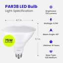 Feit Electric LED PAR38 Bulbs, 75W Equivalent, Non Dimmable, 5000k Daylight, 750 Lumens, 10 Year Lifetime, E26 Base, PAR38 Flood Lights, CRI 90, Damp Rated, 4 Pack, PAR38/950CA10K/MP/4