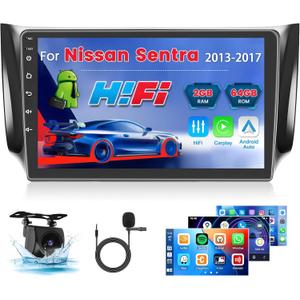 2G 64G Screen for Nissan Sentra 2013-2017 CarPlay Radio Android Car Stereo 10.1'' Touch Screen Android Auto AHD Backup Camera Bluetooth GPS WiFi Hi-Fi