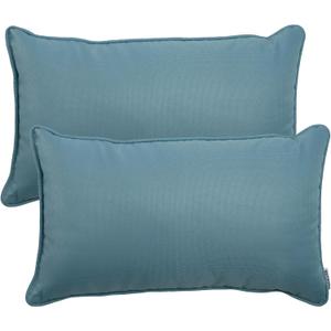 Pack of 2 Patio Lumbar Pillows, 12"x20" Fade Resistant Outdoor Waterproof Lumbar Pillow with Inners, Decorative Garden Lumbar Cushions for Home Patio Terrace Sofa Use (Lake Blue)