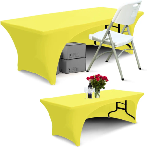 ABCCANOPY 2 Pack 6 ft Spandex Table Cover Open Back Fitted Tablecloth Stretch Washable Tablecover Table Topper for Rectangle Tables Yellow ABCCANOPY 2 Pack 6 ft Spandex Table Cover Open Back Fitted Tablecloth Stretch Washable Tablecover Table Topper for Rectangle Tables Yellow