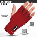 2 x WYOX Boxing Hand Wraps Inner Gloves Men Women, Half Finger Under Mitts with Elasticated Bandages for Fist Protection, Ideal for Muay Thai, Kickboxing, MMA, and Martial Arts, Perfect for Training (L/XL (22-26cm), Red)
