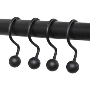 Zenna Home NeverRust Rustproof Aluminum Shower Curtain Hooks, Durable Smooth-Glide Shower Rings for Curtain, Elegant Corrosion-Resistant Shower Rings, Set of 12, Matte Black