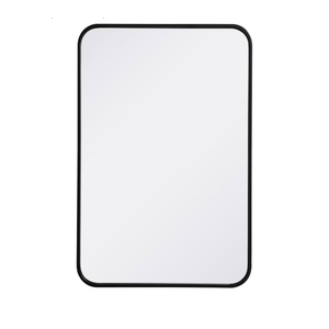 Aura, Soft Corner Metal Rectangular Mirror 20X30 Inch in, Modern, Black Aura, Soft Corner Metal Rectangular Mirror 20X30 Inch in, Modern, Black