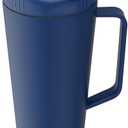 32 OZ 2 in 1 Stainless Steel Insulated Snack Tumbler With Handle, 2 Lids, Straw for Water, Coffee, Snack (Navy Blue, 32, ounces)