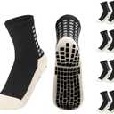 Yufree 4 Pairs Youth Grip Soccer Socks Grip Socks Kids Boys Girls Athletic Sport for Baseball Football Basketball (One Size, Black)