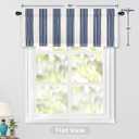 Driftaway Chris Linen Lined Valance Double Layer Thermal Insulated Room Darkening Blackout Window Valances 3 Inch Rod Pocket Vertical Striped Kitchen Valance for Bathroom 52 by 18 Inch Ivory Dark Blue