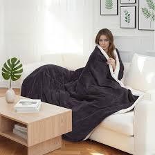 Heated Blanket Electric Blanket Full Size 72''x84'' with 9 Heating Levels, 110 Hour Auto Shut Off, Machine Washable, Flannel & Sherpa Soft Warming Blanket for Couch, Bed, Office  Black