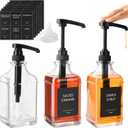 3 Pack 16.9oz (500ml) Glass Coffee Syrup Dispenser with Pump, Syrup Pump Dispenser for Coffee Bar, Coffee Syrup Bottles with Labels