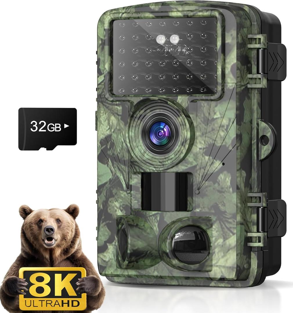 Trail Camera 8K 60MP Hunting Cameras Game Camera WiFi Bluetooth No Glow Night Vision Motion Activated