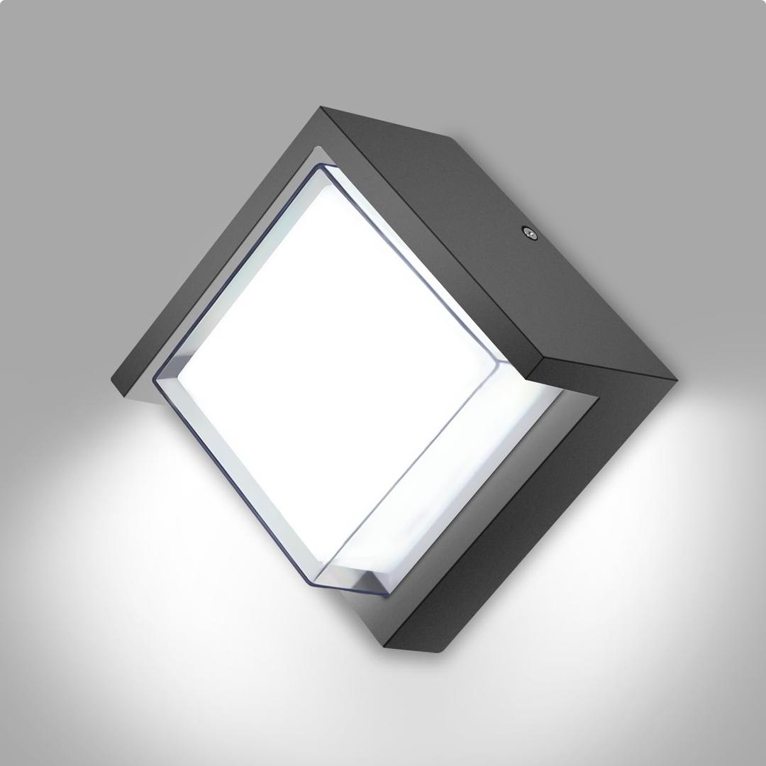 BIRITALO LED Porch Lights Wall Mount 12W 6500K Double-Layer Cover Exterior LED Wall Light Matte Aluminum IP65 Waterproof for Yard Garage Stairway House