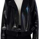 Andrew Marc Women's Moto Faux Patent Leather Jacket (Black, S)